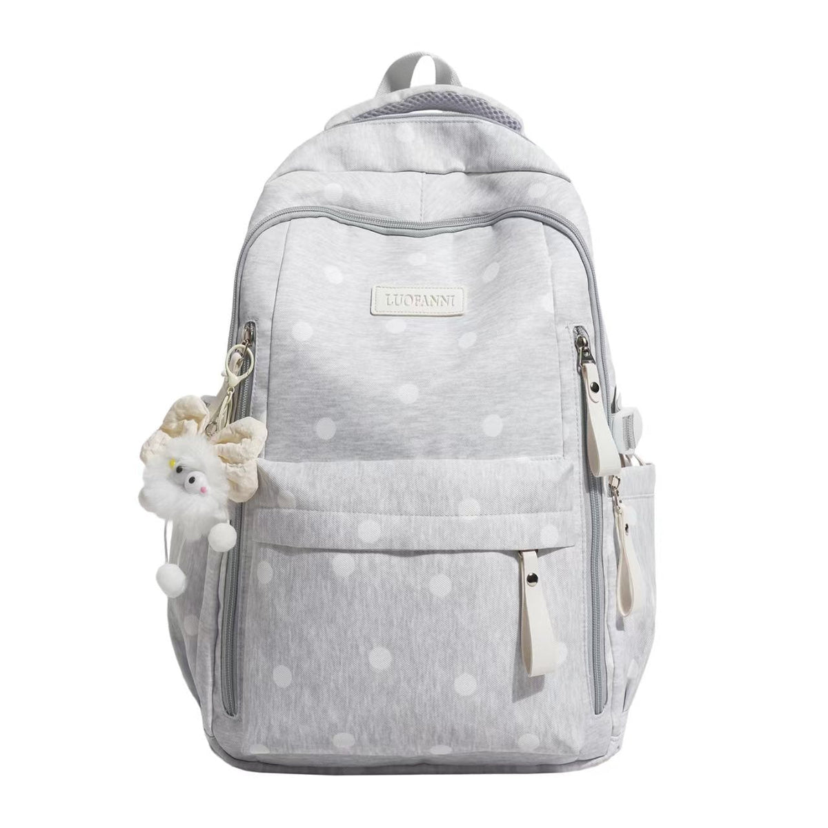 Multi-Pocket Backpack with Polka Dot Print – Lightweight Daily Bag