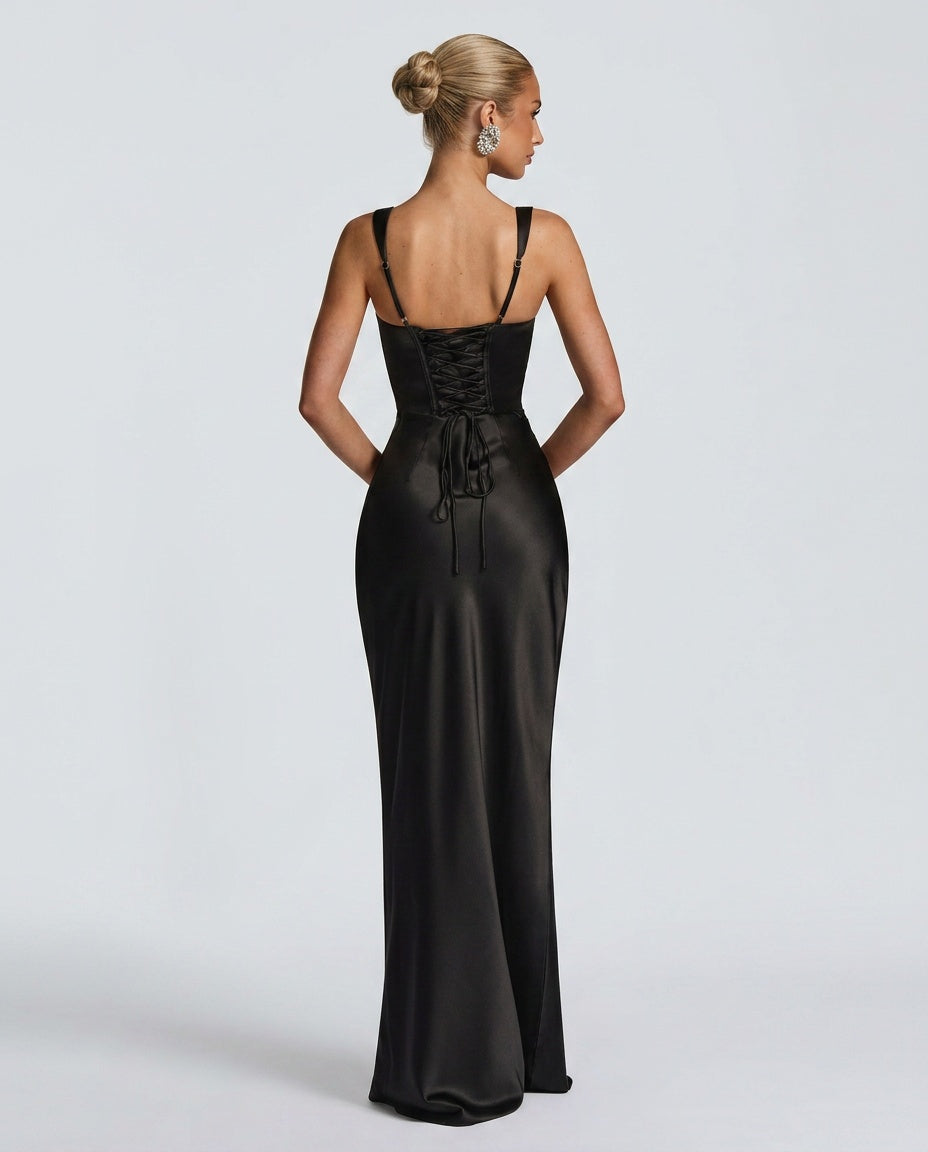 Women's Sleeveless Sequin Maxi Dress - Black Tie Evening Gown