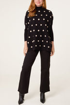 Women's Polka Dot Batwing Knit Jumper