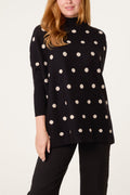 Women's Polka Dot Batwing Knit Jumper