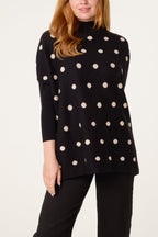 Women's Polka Dot Batwing Knit Jumper