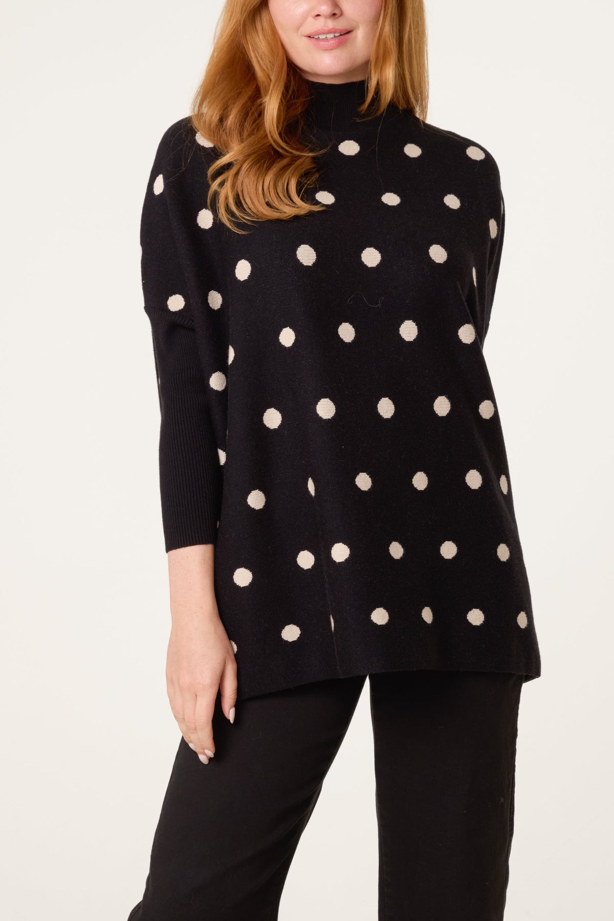 Women's Polka Dot Batwing Knit Jumper