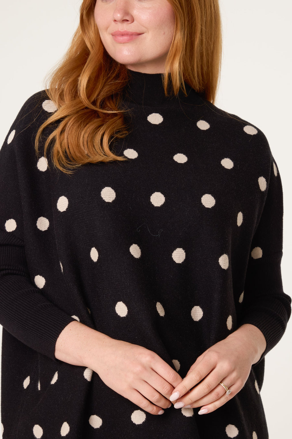 Women's Polka Dot Batwing Knit Jumper