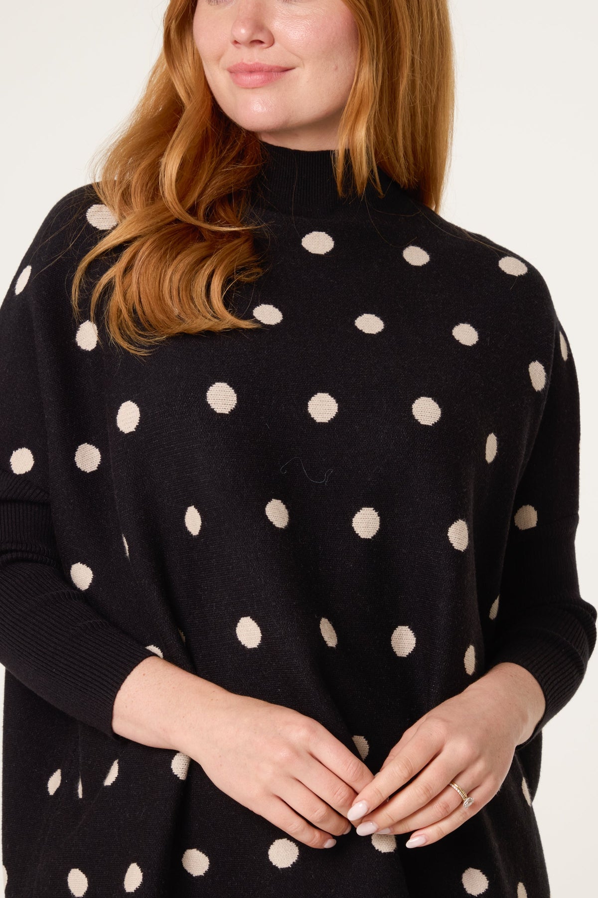 Women's Polka Dot Batwing Knit Jumper