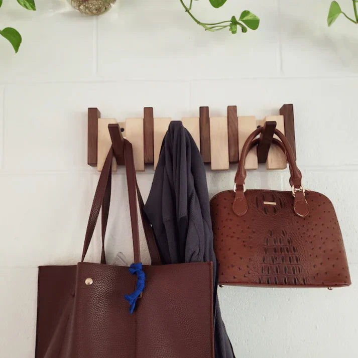 Wooden Coat Hooks – Piano-Shaped Wall Rack for Hall or Bedroom