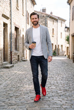 Men's Sneakers Quilted Low Top in Red — secondary lifestyle