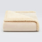 reversible sherpa fleece throw blanket in beige