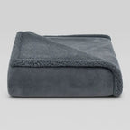 reversible sherpa fleece throw blanket in gray
