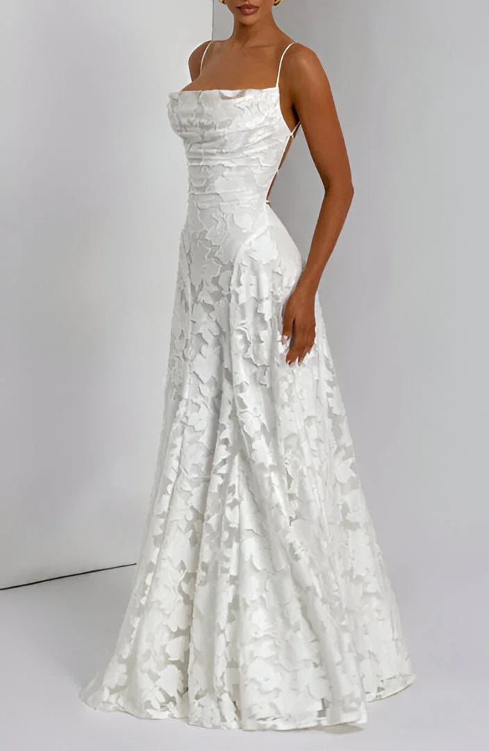 Women's Maxi Dress Floral Spaghetti Strap Fitted Bodice