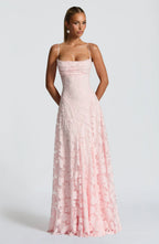 Women's Maxi Dress Floral Spaghetti Strap Fitted Bodice