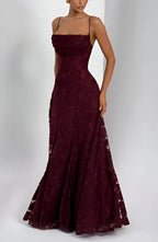 Women's Maxi Dress Floral Spaghetti Strap Fitted Bodice
