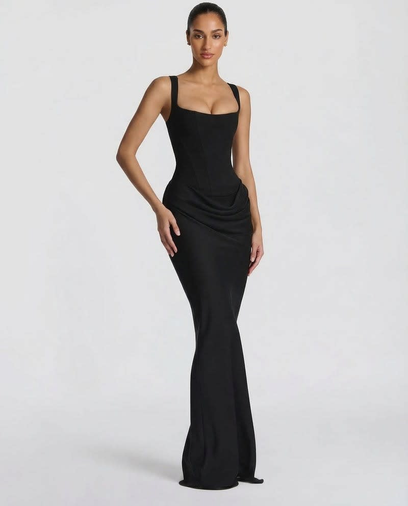 Anastasia Corset Draped Maxi Dress_4