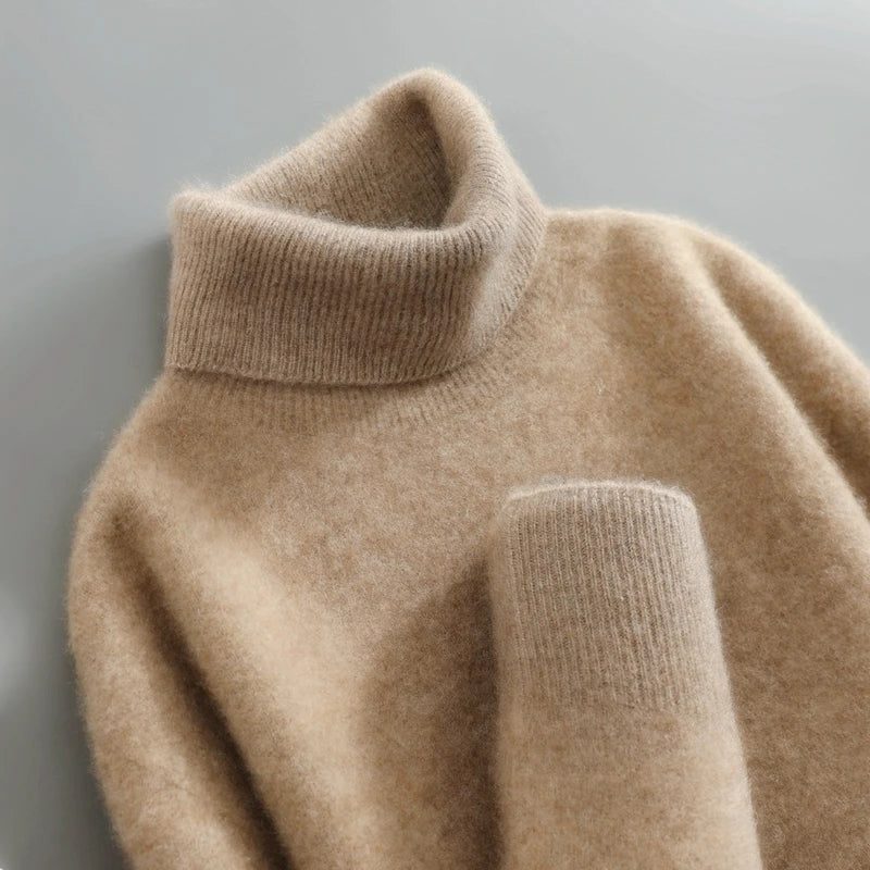 Women's Ribbed Turtleneck Sweater with Long Sleeves
