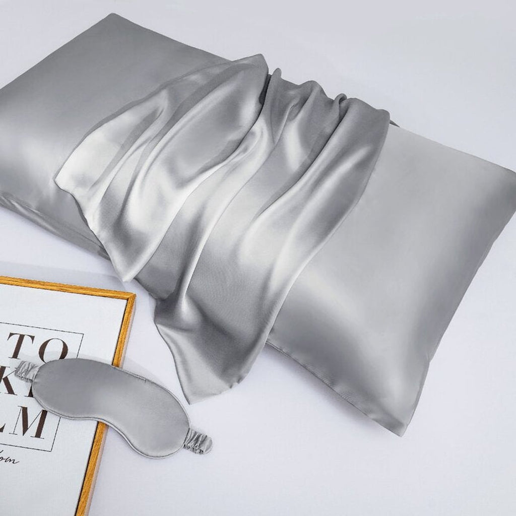 satin-finish pillowcases in silver