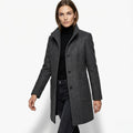Soraya – Women's Coat with button closure and stand - up collar - Trench Coats - Black - Taylor & Bennett