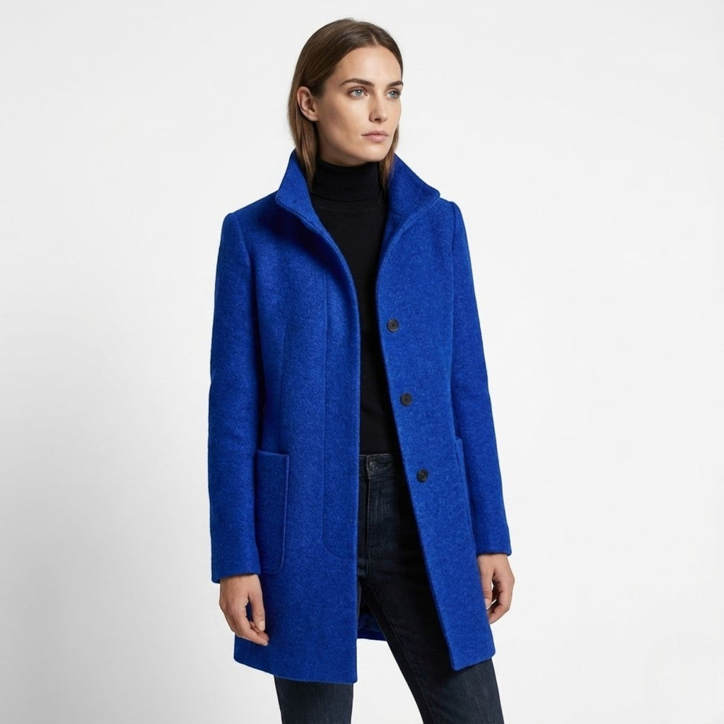Soraya – Women's Coat with button closure and stand - up collar - Trench Coats - Dark Blue - Taylor & Bennett