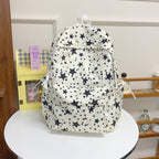 Star Print Backpack with Multiple Pockets and Padded Straps
