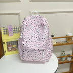 Star Print Backpack with Multiple Pockets and Padded Straps