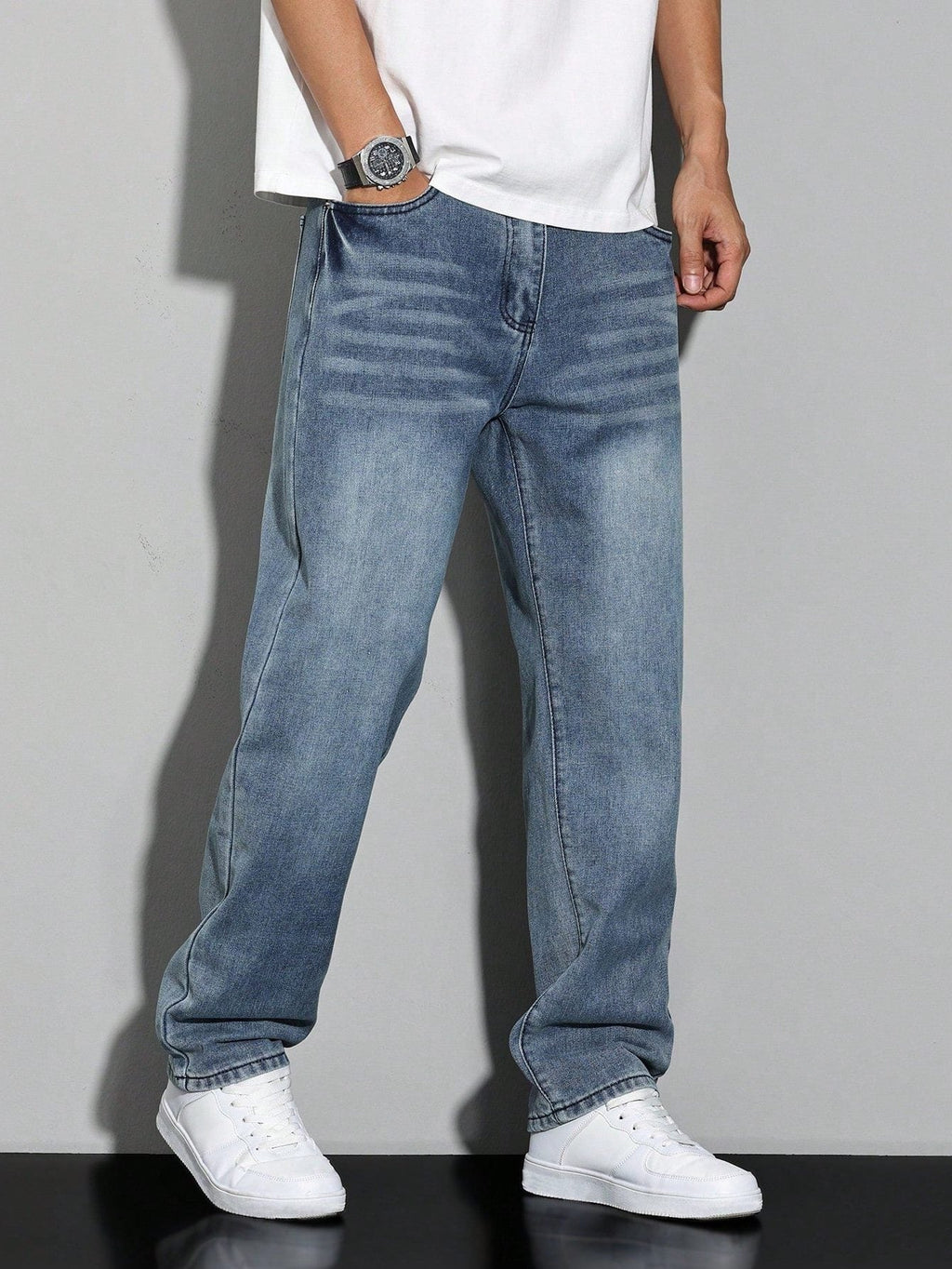 Straight Leg Jeans voor Heren - Cyaanblauw