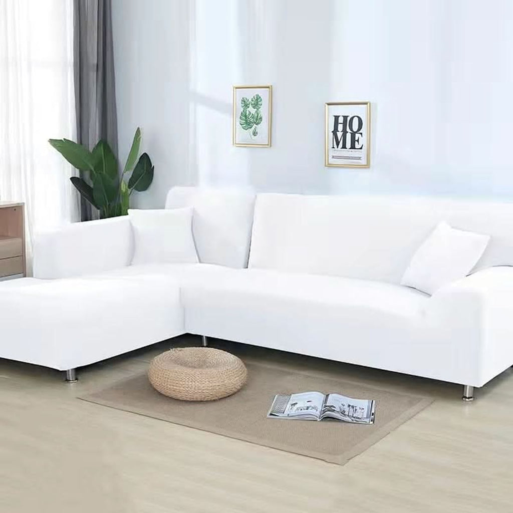 stretch corner sofa cover in white