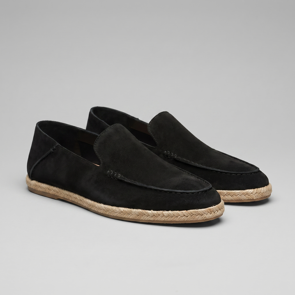 Men's Suede Espadrille Loafers - Slip-On Jute Sole Shoes