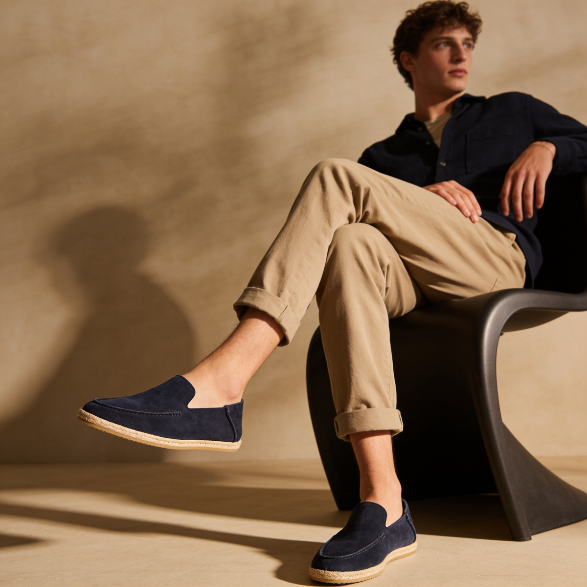 Men's Suede Espadrille Loafers - Slip-On Jute Sole Shoes