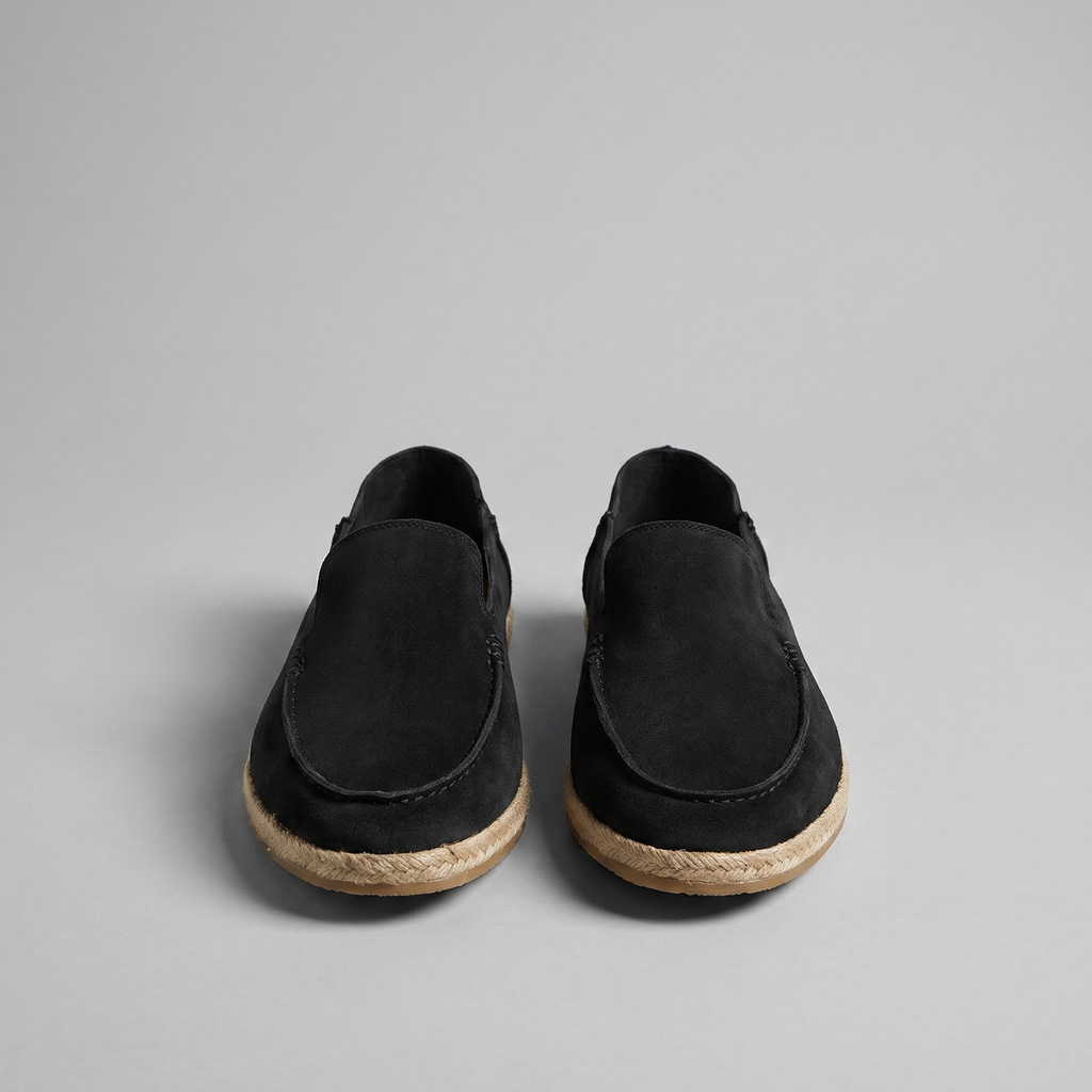 Men's Suede Espadrille Loafers - Slip-On Jute Sole Shoes