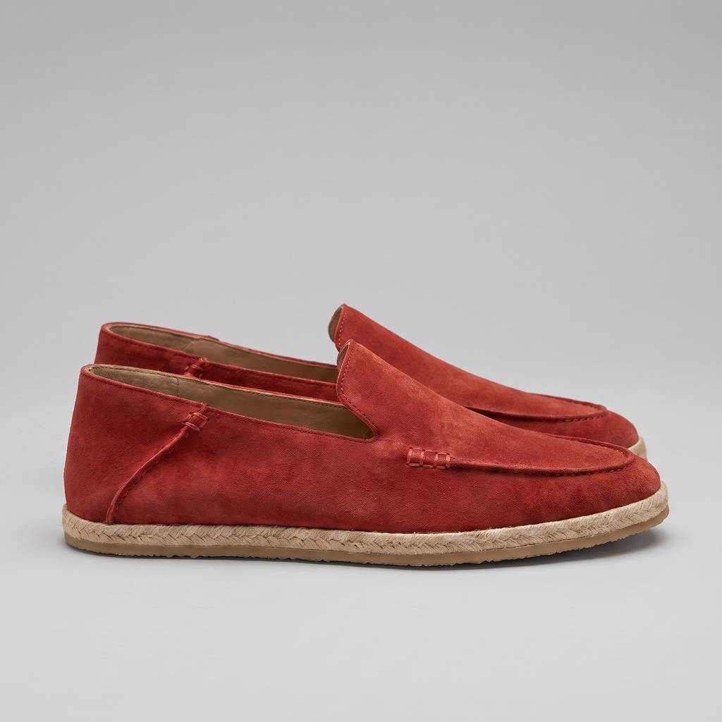 Men's Suede Espadrille Loafers - Slip-On Jute Sole Shoes