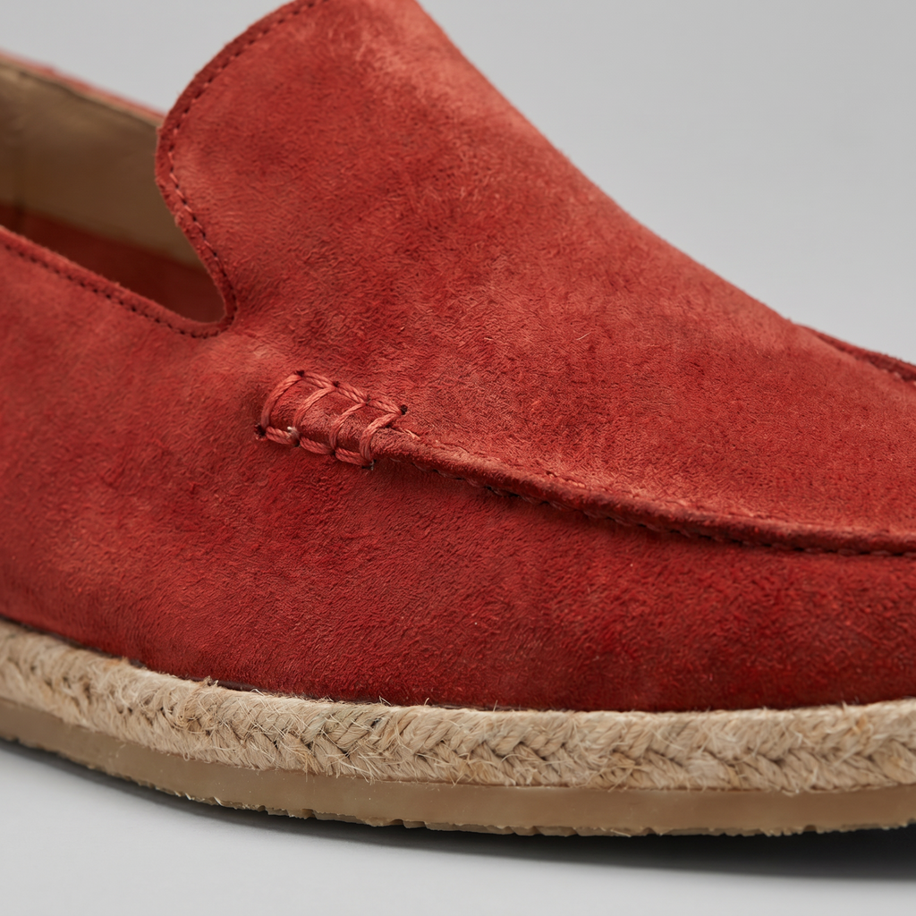 Men's Suede Espadrille Loafers - Slip-On Jute Sole Shoes
