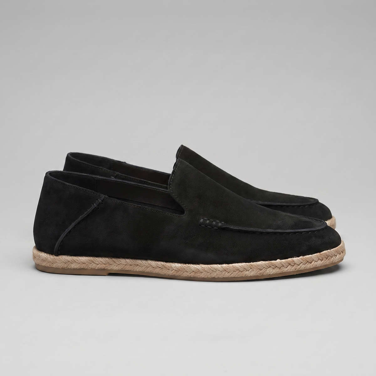 Men's Suede Espadrille Loafers - Slip-On Jute Sole Shoes