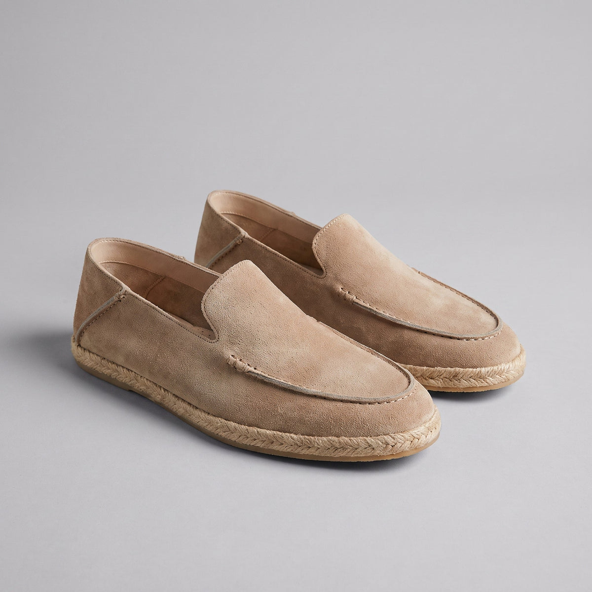 Men's Suede Espadrille Loafers - Slip-On Jute Sole Shoes