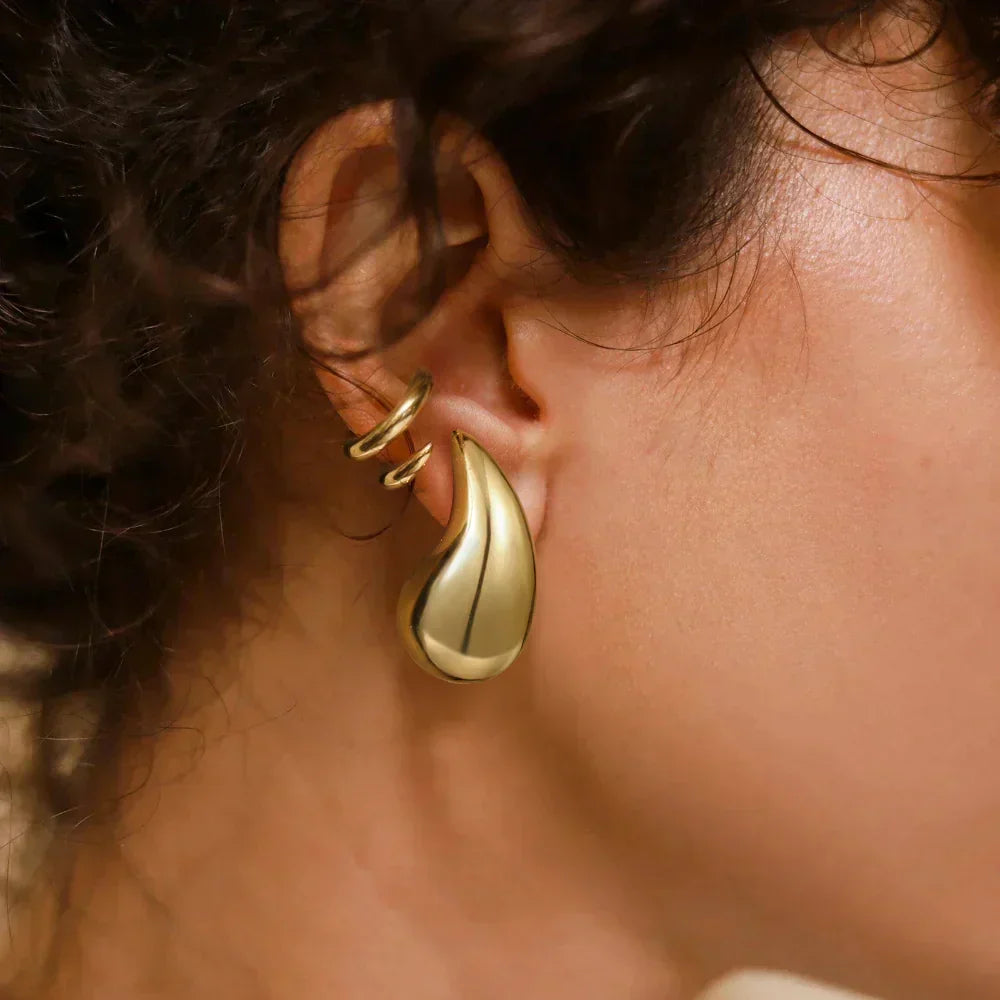 Women's Teardrop Earrings, Gold-Plated Stainless Steel