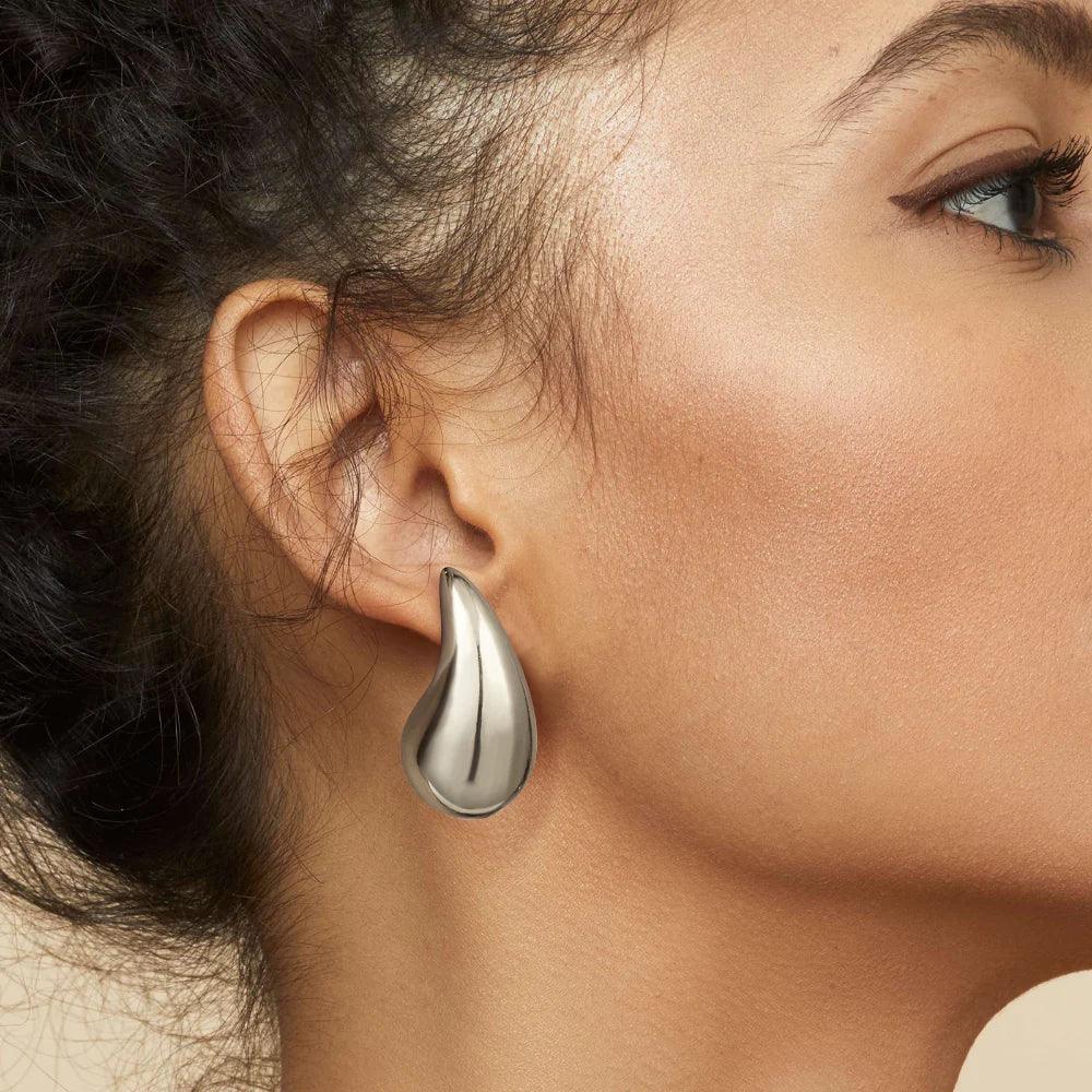 Women's Teardrop Earrings, Gold-Plated Stainless Steel