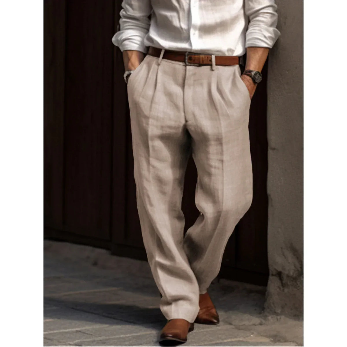 Men's Linen Trousers - Breathable Relaxed-Fit Casual Pants