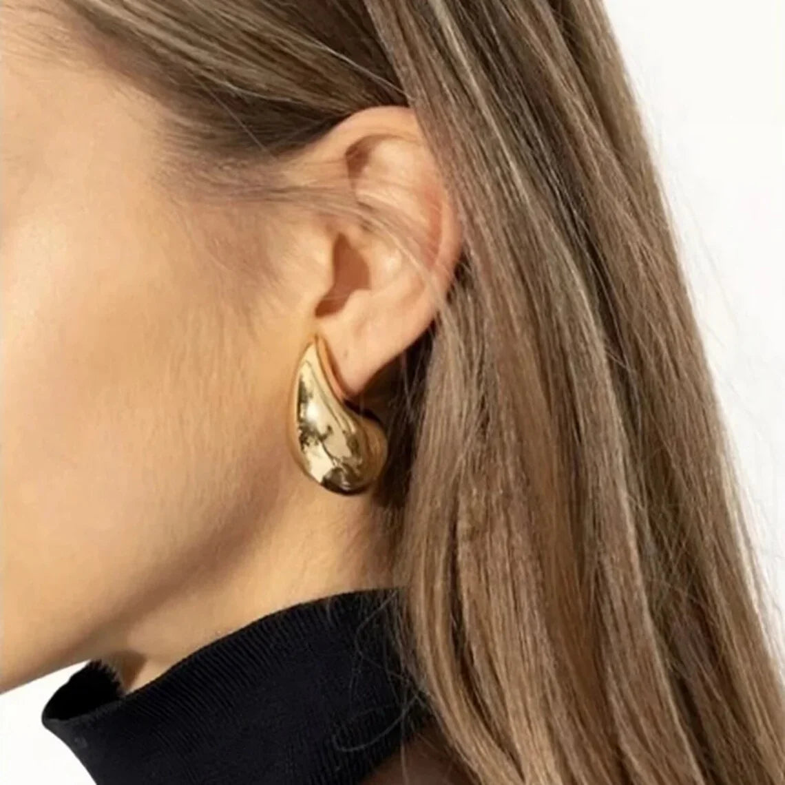 Women's Teardrop Earrings, Gold-Plated Stainless Steel