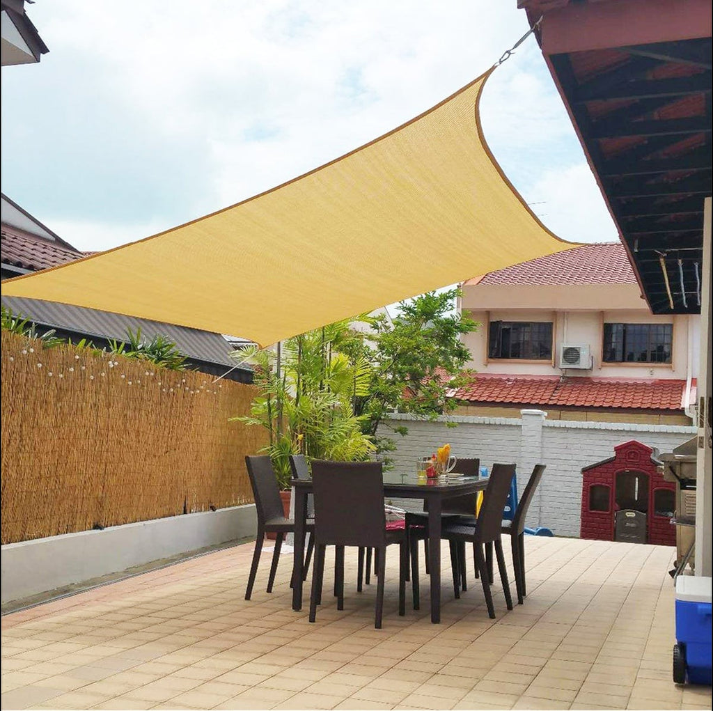 triangle garden sail shade with fixing kit in orange