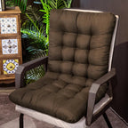 tufted chair pad with integrated back rest in brown