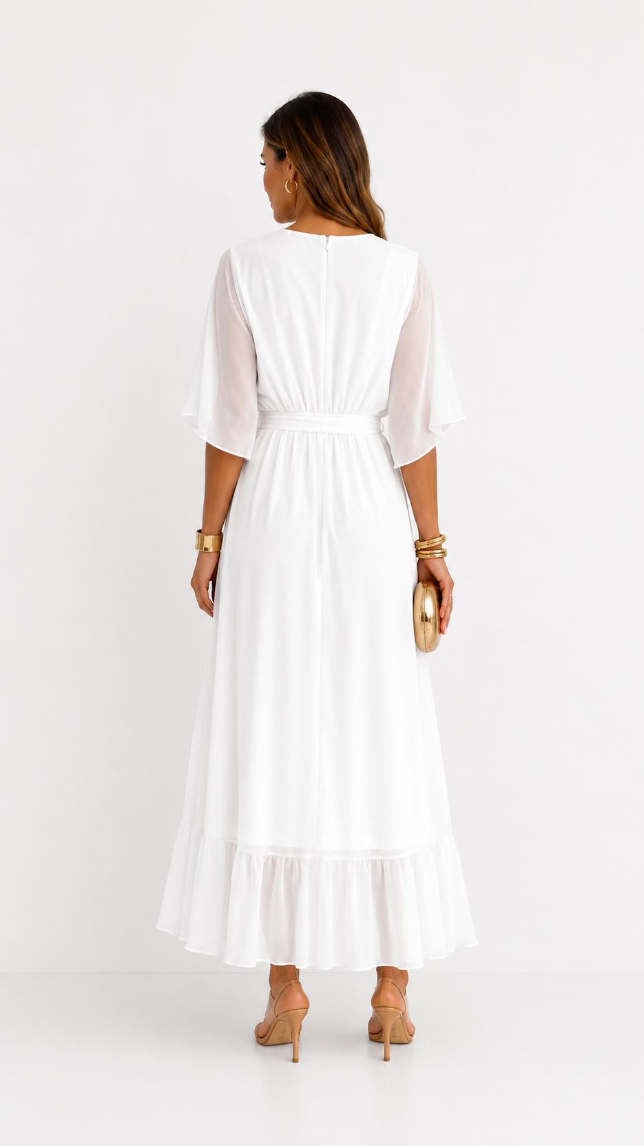 Women's Chiffon Wrap Dress - Flowy Cocktail Dress
