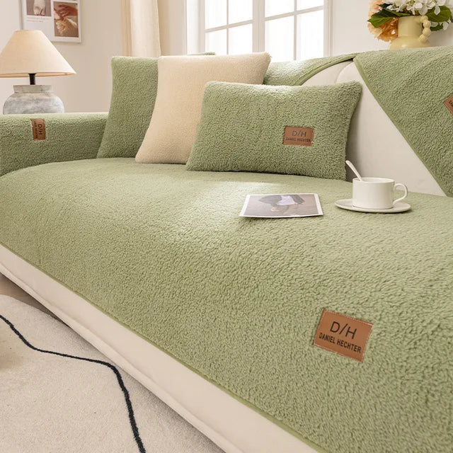 Sherpa Fleece Sofa Cover - Non-Slip Couch Throw