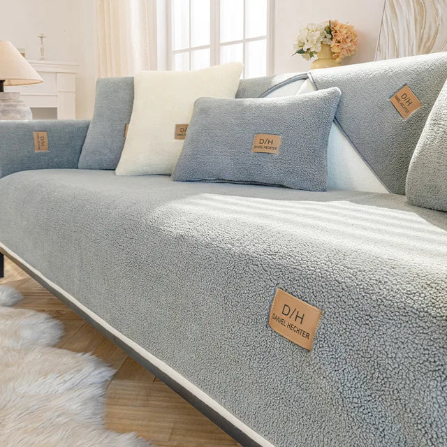 Sherpa Fleece Sofa Cover - Non-Slip Couch Throw