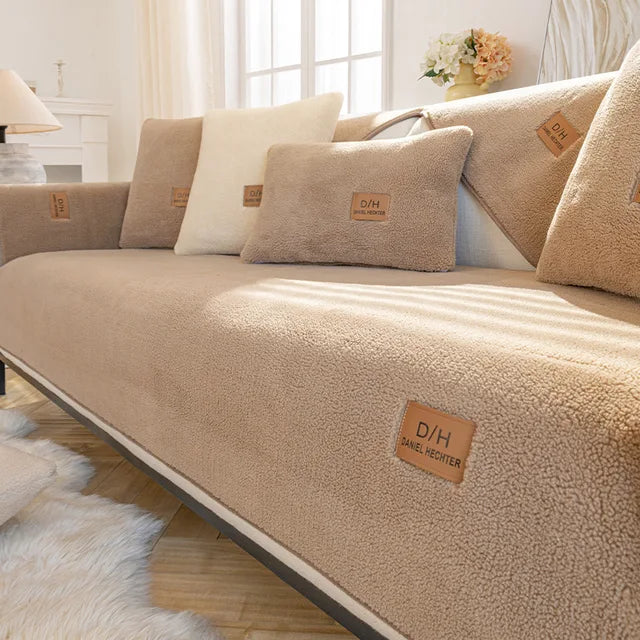 Sherpa Fleece Sofa Cover - Non-Slip Couch Throw