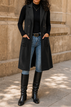 Women's Longline Sleeveless Vest – Open-Front Waistcoat
