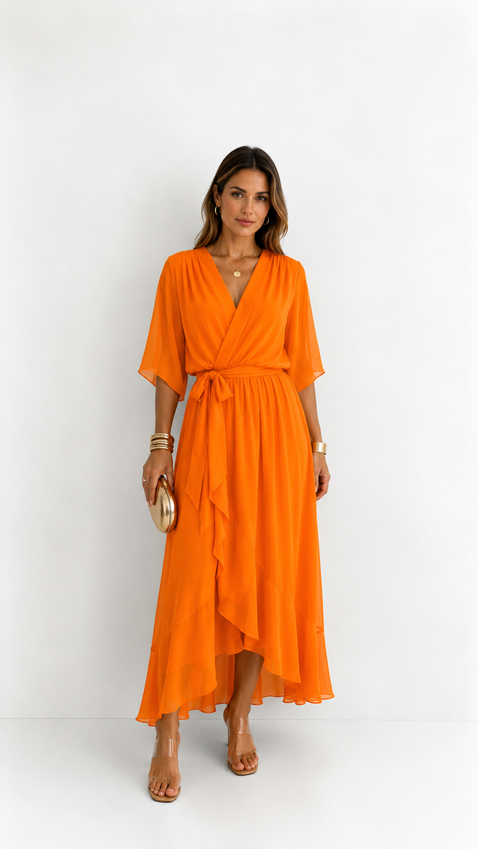 Women's Chiffon Wrap Dress - Flowy Cocktail Dress