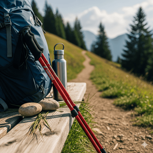 Adjustable Hiking Poles with Ergonomic Grip and Anti-Slip Tip