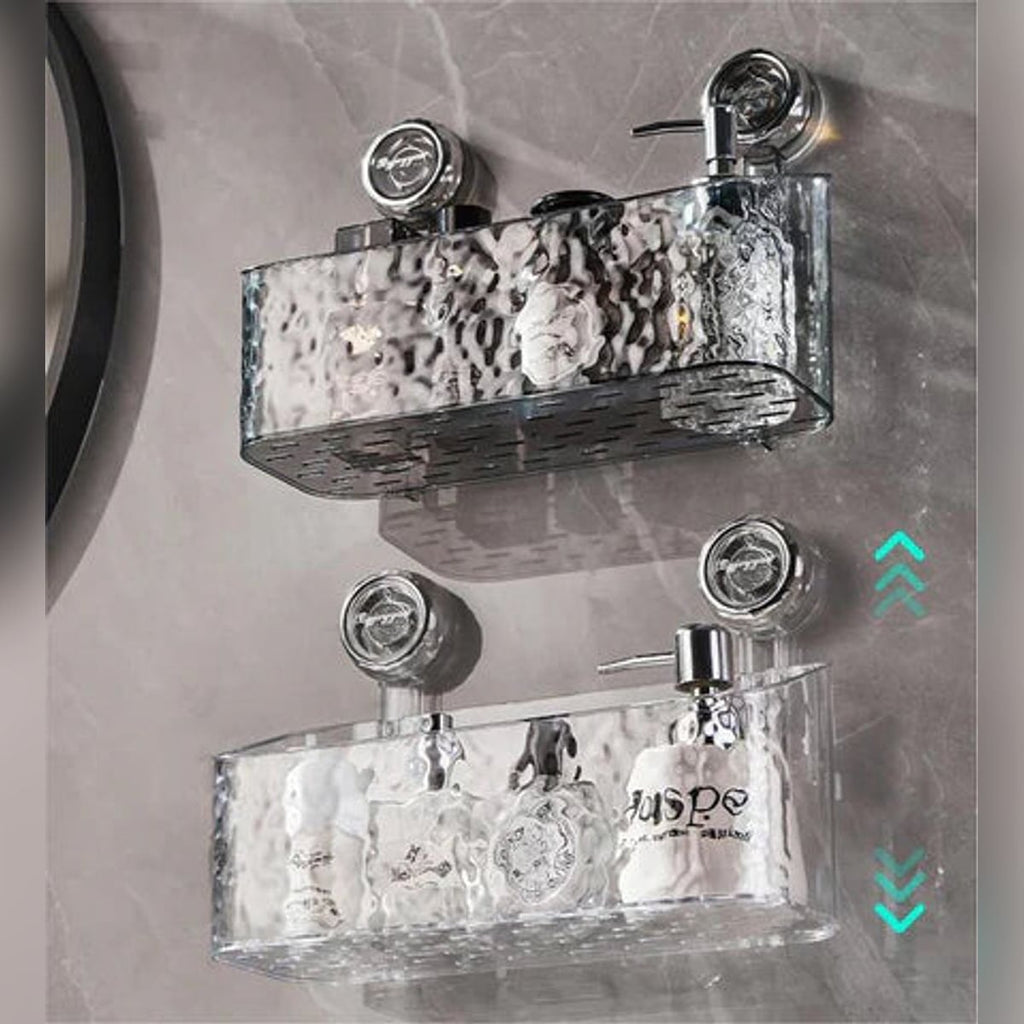 wall-mounted shower shelf with suction cups
