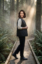 Black Diamond-quilted Sleeveless Bodywarmer Vest with Snap Closure - Photo 11