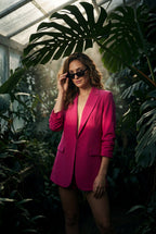 Pink Fitted Single-breasted Blazer with Classic Lapel - Blazers - Photo 17