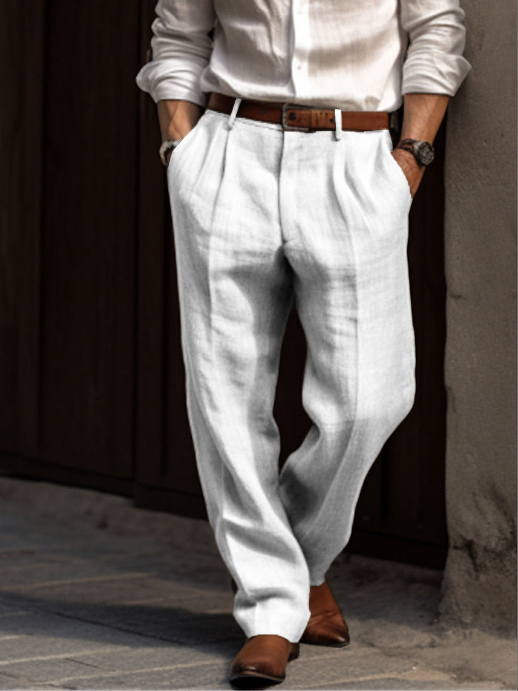 Men's Linen Trousers - Breathable Relaxed-Fit Casual Pants