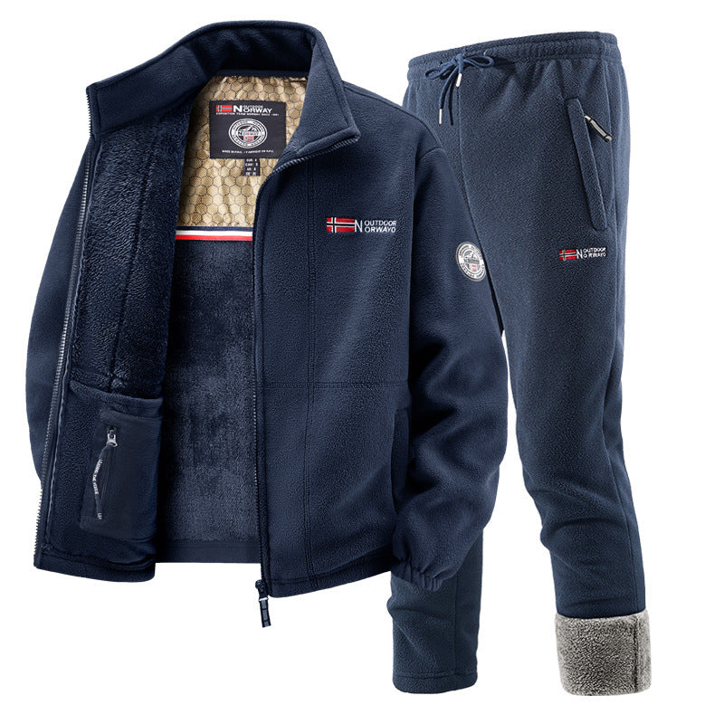 Women's Fleece Jacket and Jogging Pants Set - Two-Piece Loungewear