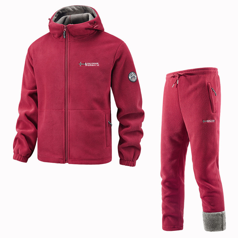 Women's Fleece Jacket and Jogging Pants Set - Two-Piece Loungewear